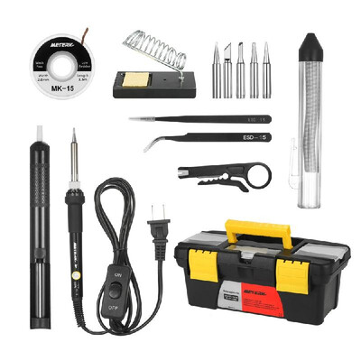 

Meterk 14 in 1 Soldering Iron Kit 60W Adjustable Temperature Welding Soldering Iron with ONOFF Switch 5pcs Soldering Tips Solder