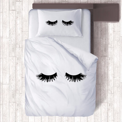 

WhiteBlack Eyelashes Decoration Pillow Cover Lashes Pillow Case Duvet Cover Single Quilt Kids Bedding Sets 2pcs