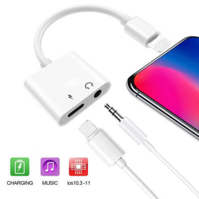 2 in 1 Aux Audio Jack Charging Adapter For Lightning to 35mm jack Converter For iPhone Xr Xs 7 8 Plus X ipad
