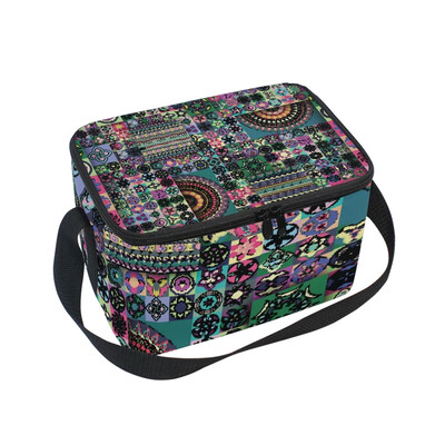 

ALAZA Insulated Lunch Box Vintage Decorative Elements Lunch Bag for Men Women Portable Tote Bag Cooler Bag