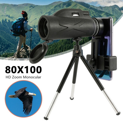 

80x100 HD Telescope Zoom Monocular Waterproof Tripod Optional Portable for Outdoor Camping Traveling Concert