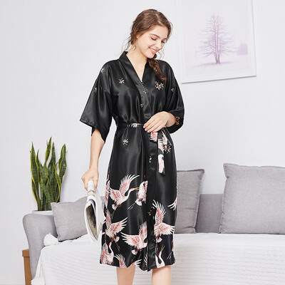 

Silk Satin Wedding Bride Bridesmaid Robe Floral Bathrobe Short Kimono Robe Night Robe Bath Robe Fashion Dressing Gown For Women