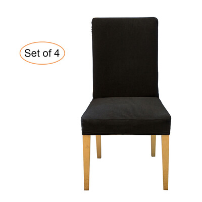 

Pack of 4 Spandex Stretch Dining Chair Seat Covers Elastic Removable Washable Ceremony Chair Slipcovers Protectors--Coffee