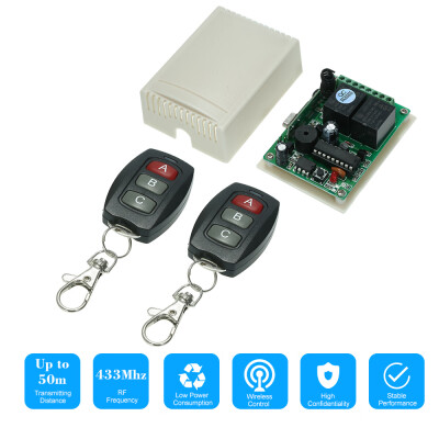 

433Mhz DC 12V 2CH Universal 10A Relay Wireless Remote Control Switch Receiver Module&5PCS 3 Key RF 433 Mhz Transmitter Remote