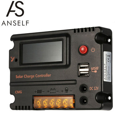 

Anself 10A 12V 24V LCD Solar Charge Controller Panel Battery Regulator Auto Switch Overload Protection Temperature Compensation