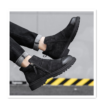 

2018 autumn England middle to help color youth wild casual high mens boots tooling shoes mens winter England high to help leathe