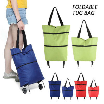 

Folding Shopping Bag Oxford Cloth Portable Kola Shopping Cart with Wheels Reusable