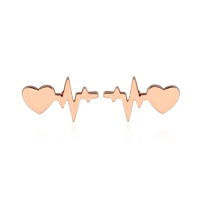 

Heart Electrocardiogram Stud Earrings Heart Beat Earring Doctor Nurse Jewelry Rose Gold