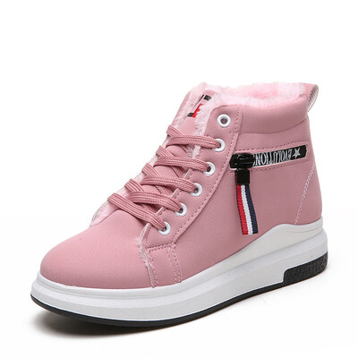 

2019 Fashion Korean Women Shoes Winter Warm Fur High Top Sneakers Women Casual Shoes Platform Wedge Winter Sneakers Pink Woman