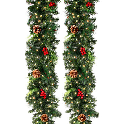 

Willstar Pre-lit Artificial Christmas Garland Flocked with Mixed Decorations&Lights Crestwood Spruce