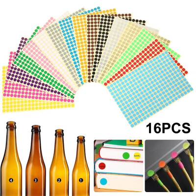 

16PCS Coloured Self Adhesive Dot Stickers Circles Sticky Adhesive Spot Labels DIY Stickers