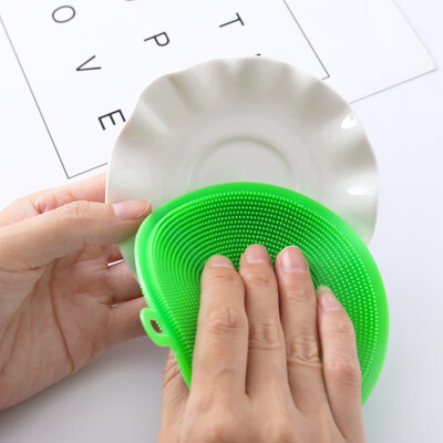 

Anti-bacterial Silicone Scrubber Brush Silicone Cleaning Brush Washing Sponge Dish Vegetable Fruit Cleaning Tools Random Color