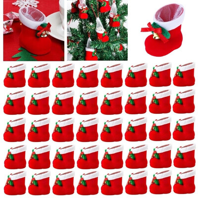 

10203040Pcs Christmas Tree Trick-or-treat Bags Small Candy Boots Candy Gift Ornaments Gift Bags for Kids