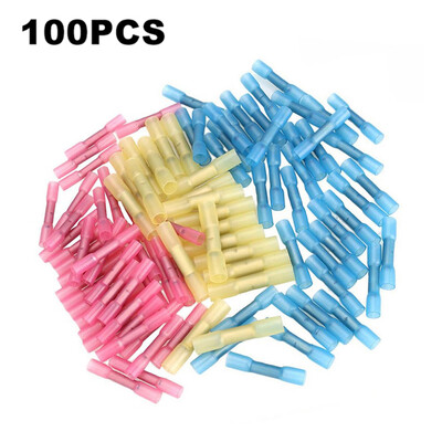 

Willstar 100X 10-22 Heat Shrink Wire Crimp Butt Electrical Terminal Connectors Waterproof