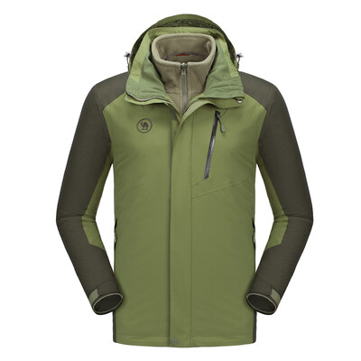 

Camel brand fashion outdoor windproof waterproof warm jacket mens three-in-one jacket P8W270709 army green dark moss green M