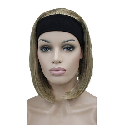 

StrongBeauty Cute BOB 3-4 Wig with Headband Orange Brown Straight Womens Short Half Hair Wigs COLOUR CHOICES