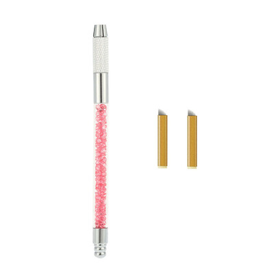 

1pc Eyebrow Tattoo Pen 2pcs 12 Pins Tattoo Blade Needles Manual Permanent Makeup Pen Kit Tattooing Embroidery Eyebrow Pen Blue