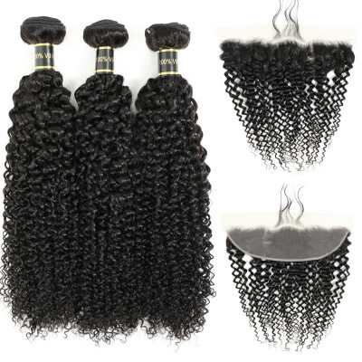 

Amazing Star Frontal with Bundles Brazilian Curly Wave with Frontal Virgin Human Hair Bundles with Frontal Free Part