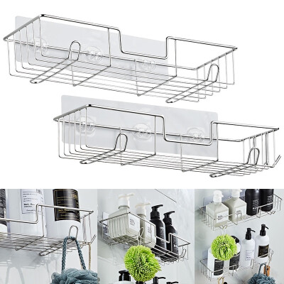 

2PCS Strong Suction Cups Bath Shelf Shower Caddy Stainless Steel Dishrack for Bathroom Kitchen Organizer