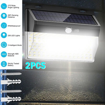 

2PCS 206LED Human Body Induction Solar Lamp Waterproof Outdoor Garden Pathway Wall Security Light Flood Lamps