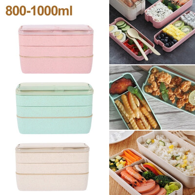 

3 Layer Healthy Material Lunch Box Wheat Straw Bento Boxes Microwave Dinnerware Food Storage Container