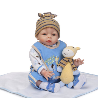 

22inch 55cm Reborn Baby Doll Girl PP filling Silicon With Giraffe Clothes Lifelike Cute Gifts Toy