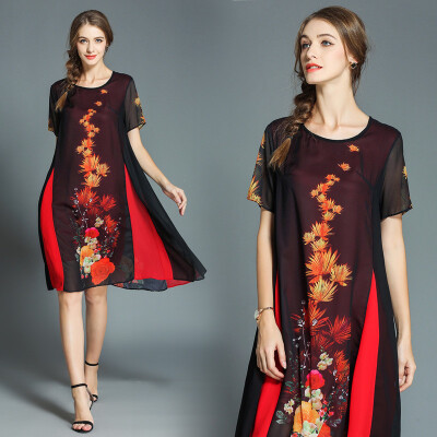 

DFYOP New Style Womens Of Stitching Long Loose And Thin Dress