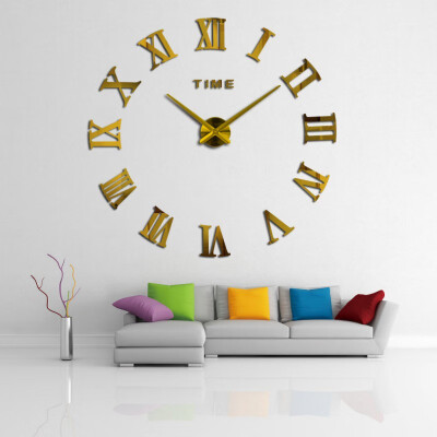 

DIY 3D Novelty Wall Clock Modern Roman Numbers Living Room Clock Home Decoration Drop