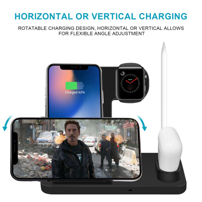 

4 in 1 Wireless Charger For iPhone X  XR 8 Fast Wireless Charging Station for Airpods For Apple Watch 4 3 2 For Apple Pencil