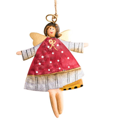 

Xmas Tree Hanging Decorations Crafts Rustic Painted Metal Angel Christmas Pendants Drop Ornaments Christmas Household Decoration