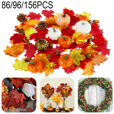 

Willstar 1569686Pcs Artificial Pumpkins Autumn Decoration Set Halloween Mini Fake Pumpkins Pine Cones Maple