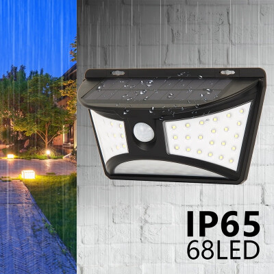 

68LED Solar Powered Wall Motion Sensor Night Light IP65 Waterproof