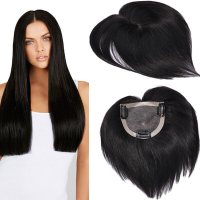 

6 inch Hair Toppers for Women Human Hair 100 Remy One Piece Clip in Topper Extension Straight Toppiece Hair for Thinning Hair