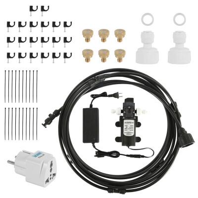 

6M 12V Automatic Misting Cooling System Cooler Outdoor Patio Water Irrigation Mist Nozzles Spray Kit