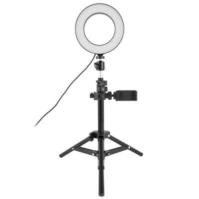 

6" Selfie Ring Light with Tripod Stand & Cell Phone Holder for Live Makeup Mini Led Camera Ringlight