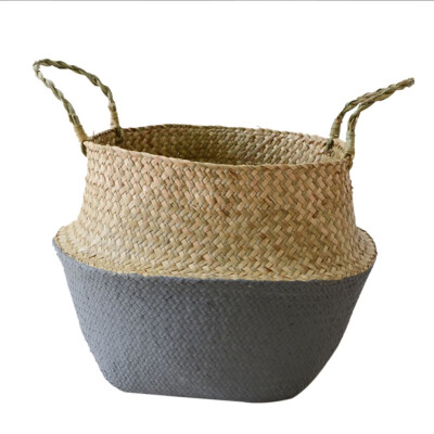 

Seagrass Wickerwork Basket Rattan Foldable Hanging Flower Pot Planter Woven Dirty Laundry Basket Storage Basket Home Decor