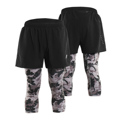 

Arsuexo Mens 2 in 1 Running Capri Pants Breathable Active Training Workout Shorts Leggings Tennis Baseball Pants with Pockets