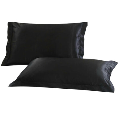 

Willstar 2PCS Pillow Cases Luxury Case Silk Satin Housewife Bedroom Pillow Cover-Black