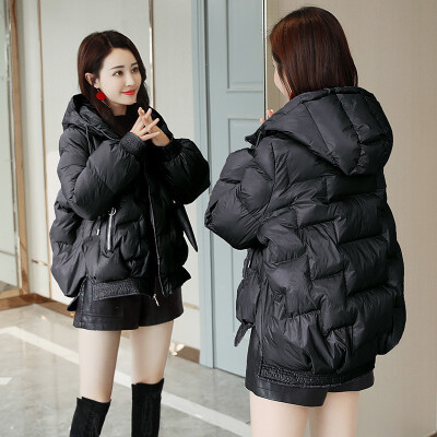 

Thick cotton coat female short loose poncho fluffy bread casual hooded cotton suit 90253