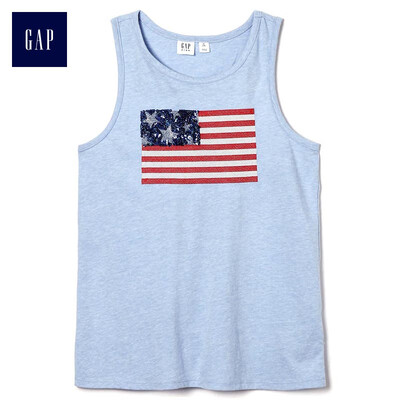 

GAP flagship store childrens clothing girls summer sequins pattern soft striped vest 306497 light blue 120cm