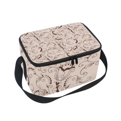 

ALAZA Lunch Box Insulated Vintage Flowers Pattern Lunch Bag Large Cooler Tote Bag for Men Women