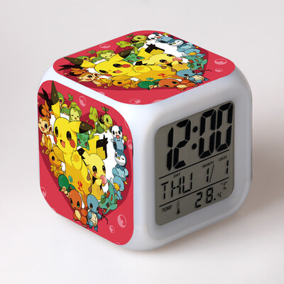 

Novel Pokemon Pikachu Digital Alarm Clock Night Light LED Flash Light with LCD Display Anime Figures Electric Clocks for Children
