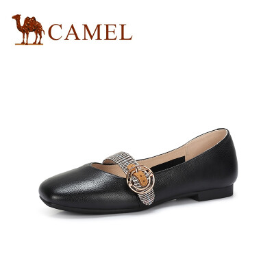 

Camel CAMEL ladies retro fashion fine plaid wide band flat shoes A91515667 black 38