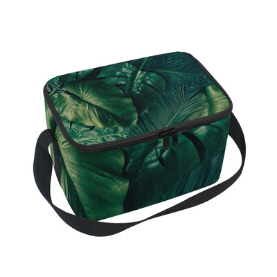 

ALAZA Lunch Box Insulated Tropical Green Leaves Lunch Bag Large Cooler Tote Bagfor Men Women