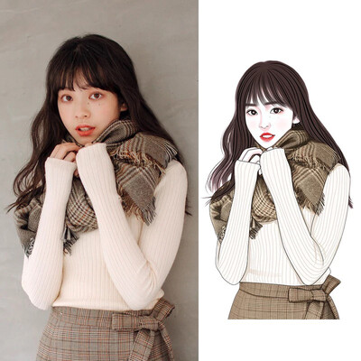 

HAUTTON scarf female autumn&winter Korean version of the lattice warm air conditioning shawl long section ladies wild collar 9484WJ044 brown