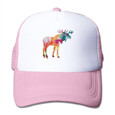 

akowei Splatter Moose Adjustable Printing Snapback Mesh Hat Unisex Adult Baseball Mesh Cap