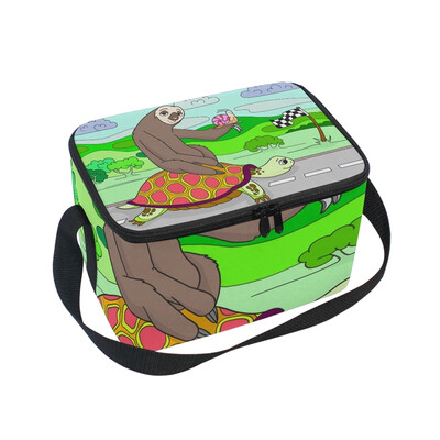 

ALAZA Lunch Box Insulated Sloth And Snail Riding Turtle Lunch Bag Large Cooler Tote Bagfor Men Women