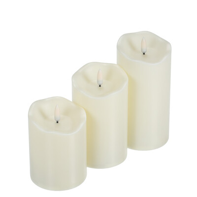 

Flameless Battery Candles 3D Flickering - 500 Hours Fake Black Wick Electric LED Pillar Candles with Remote&Timer H4" 5" 6"