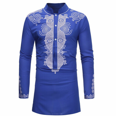 

Mens Shirts Vintage Casual Long Sleeve Party Business Dress Shirt Male 2018 Brand Clothing Wear Printed Shirts Man New