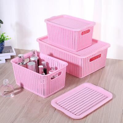 

Maybelline hollow plastic storage box items storage basket desktop storage box three-piece wardrobe storage set random color